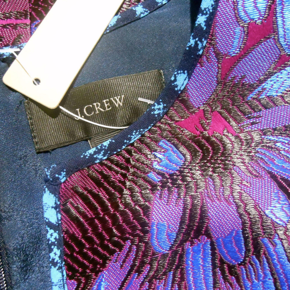 J CREW NWT Sleeveless Jacquard Shift Dress in Midnight Floral - Picture 8 of 9